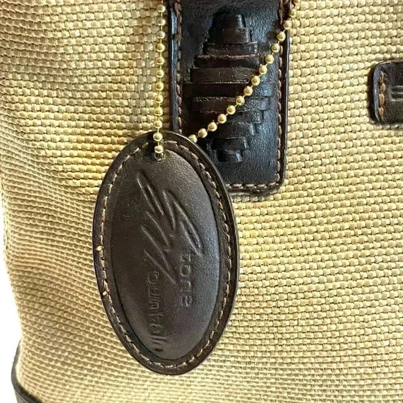 Stone Mountain Woven Straw Brown Leather Trim Handbag Small Purse Hand-held - Picture 5 of 15